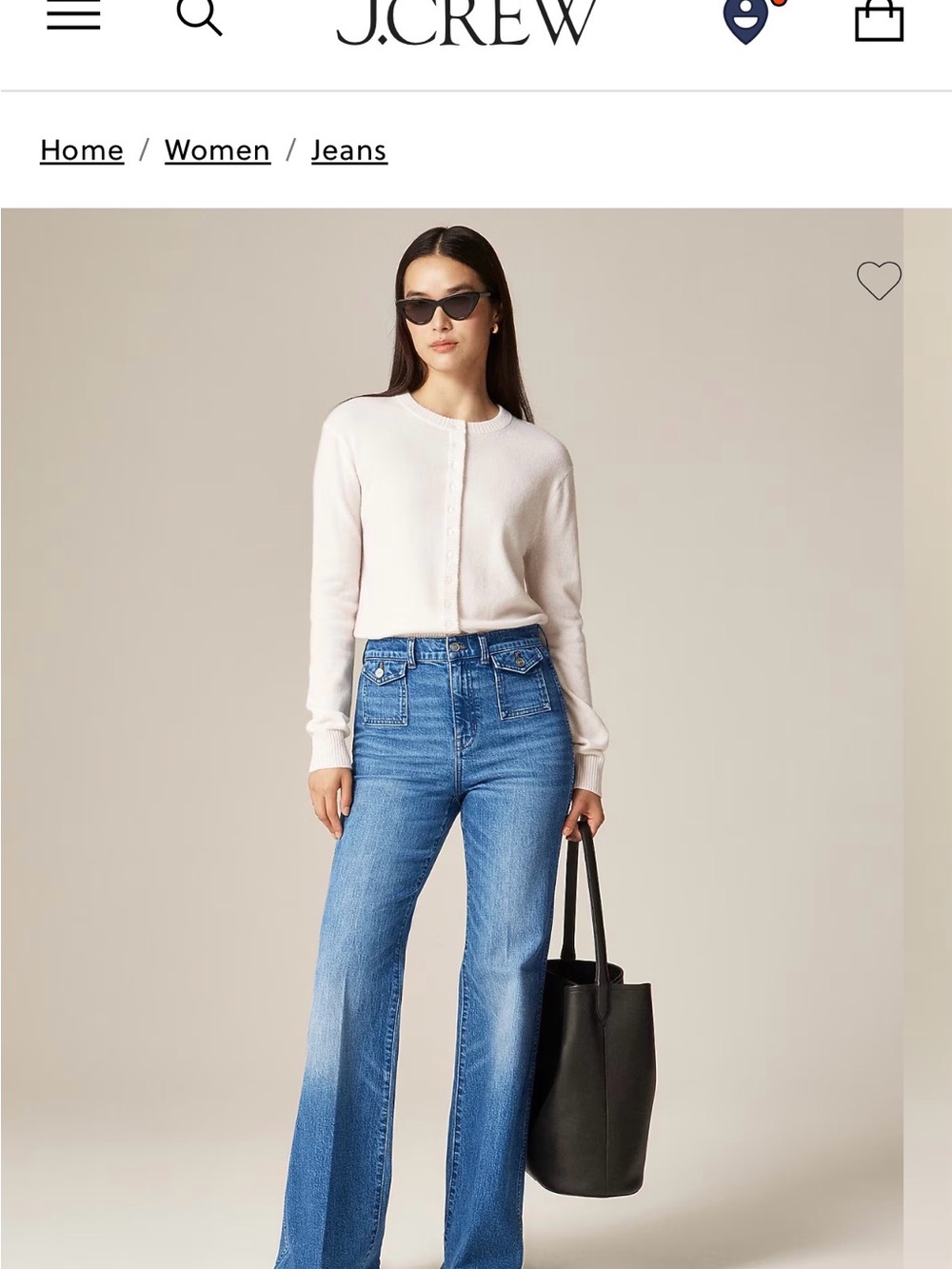 J. Crew High-Rise Wide-Leg Jeans in Medium Blue Wash